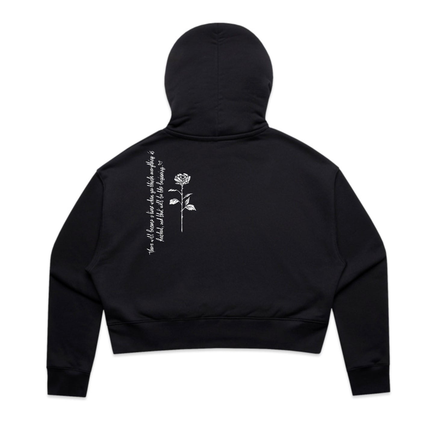 The Beginning Crop Hoodie- Black