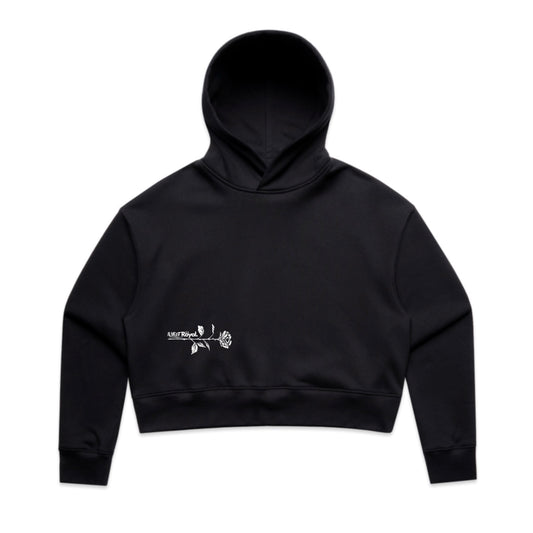 The Beginning Crop Hoodie- Black