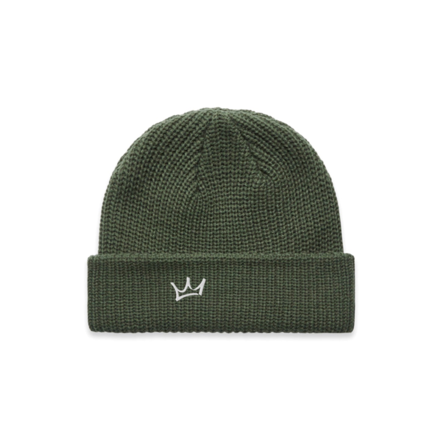 Crown Beanie - Olive/White