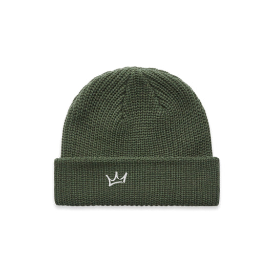 Crown Beanie - Olive/White