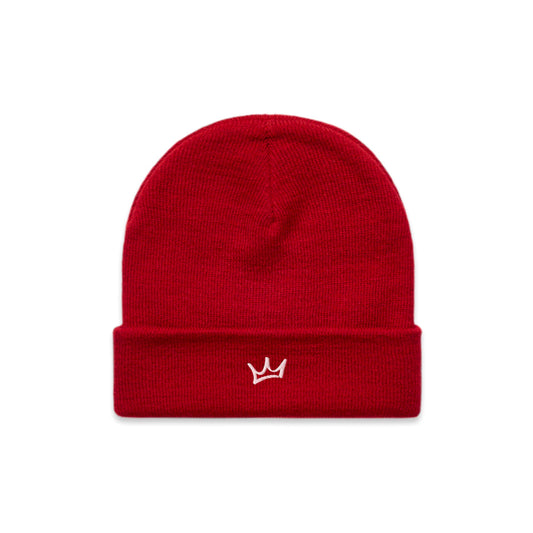 Crown Cuff Beanie - Red/White