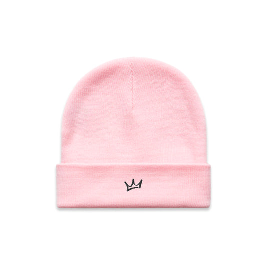 Crown Cuff Beanie - Pink/Black