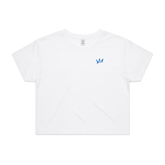 Crown Crop Tee - White/Teal