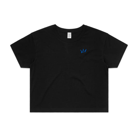 Crown Crop Tee - Black/Teal