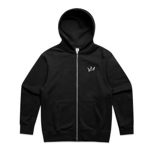 Crown Heavy Zip Hoodie - Black/White