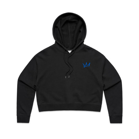 Crown Cropped Hoodie - Black/Teal